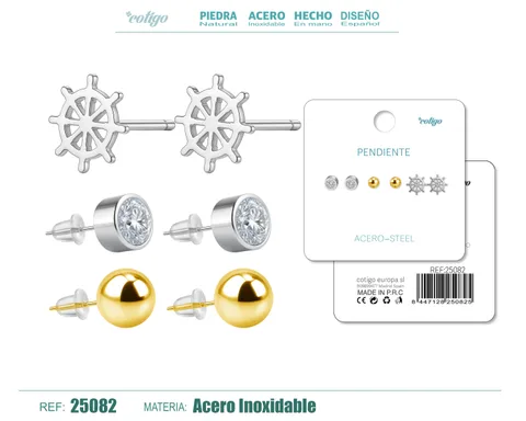 PENDIENTE ACERO INOXIDABLE 3 PARES