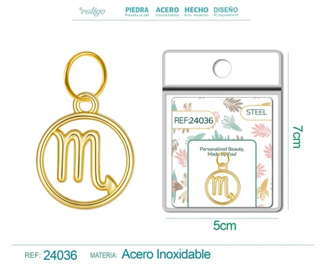 CHARM DE ZODÍACO ESCORPIÃO ACERO COLOR DORADO