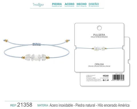PULSERA HILO ENCERADO CON OPALINA
