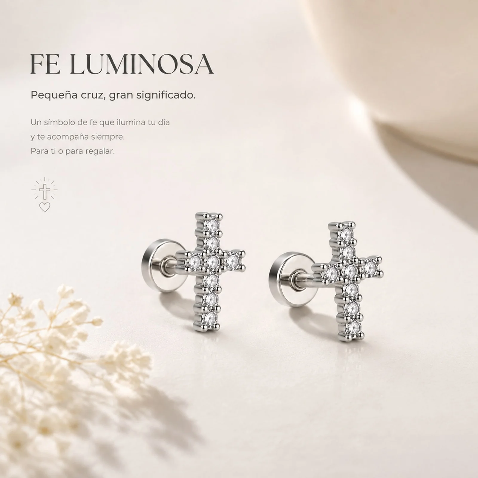Pendiente-Piercing Bañado Oro 18K y con Circonita