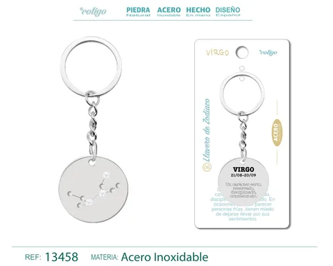 LLAVERO ACERO CON ZODIACO VIRGO