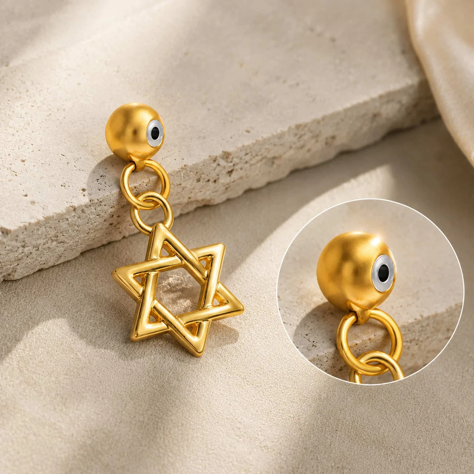 CHARM ACERO DORADO CHAPADO ORO 14 K-CON BOLA DE GOMA
