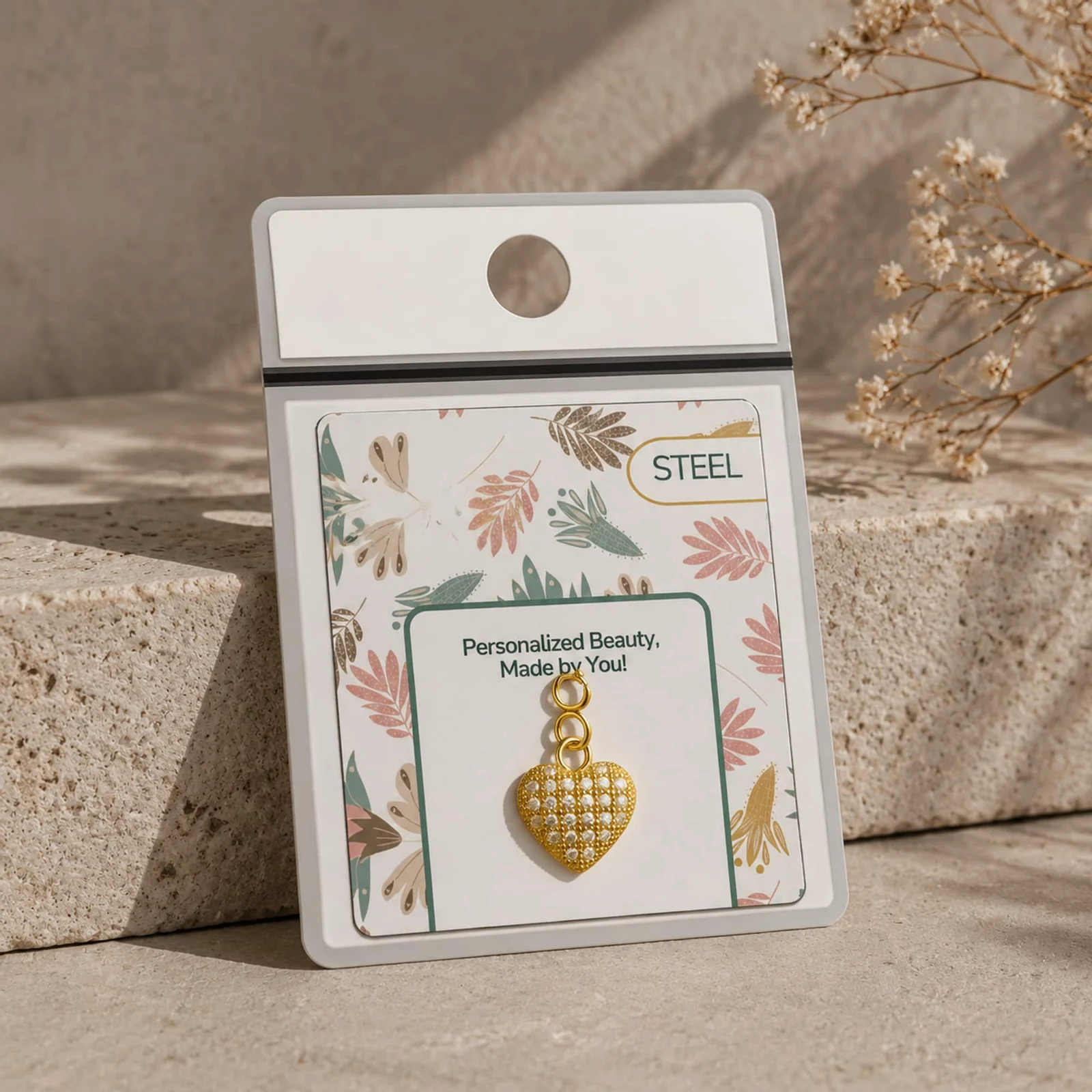 CHARM DE COBRE CHAPADO A ORO 14K CON CIRCONITA-CON CIERRE