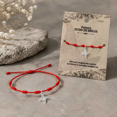 PULSERA 7 NUDOS CON NUDO DE BRUJA ACERO PLATEADO