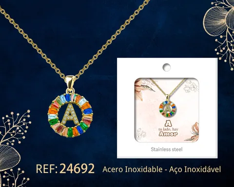 COLGANTE LETRA A CHAPADO ORO 14K CON CIRCONITA
