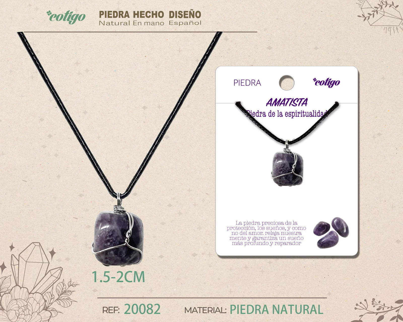 COLGANTE PIEDRA NATURAL- AMATISTA