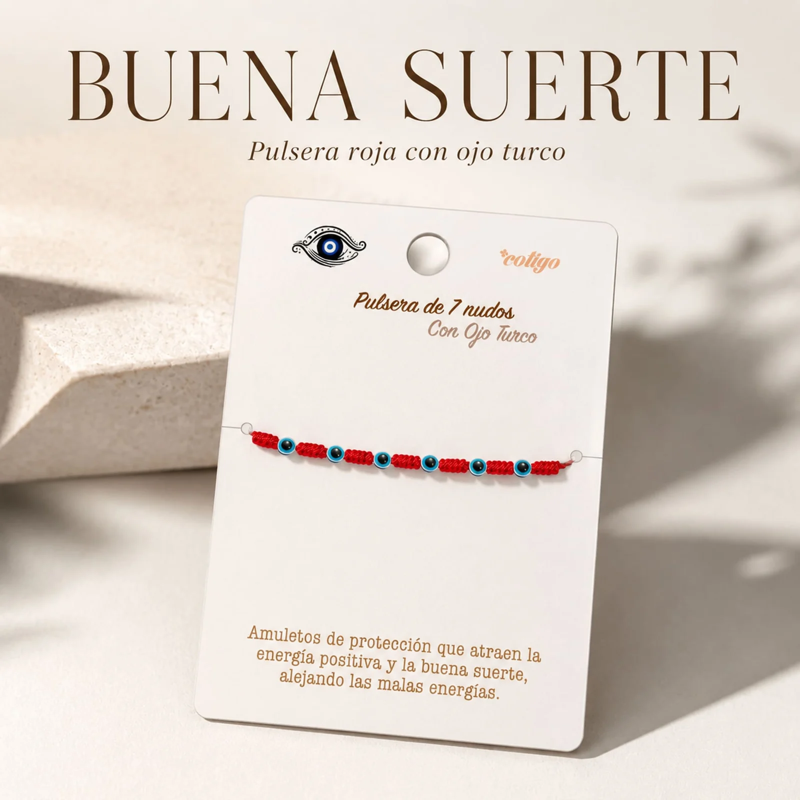 PULSERA 7 NUDOS CON OJO DE TURCO