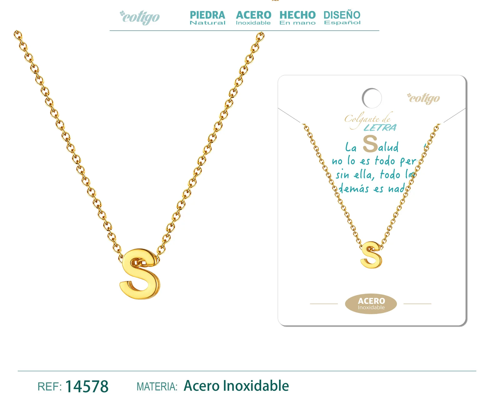 COLLAR LETRA S COLOR DORADO
