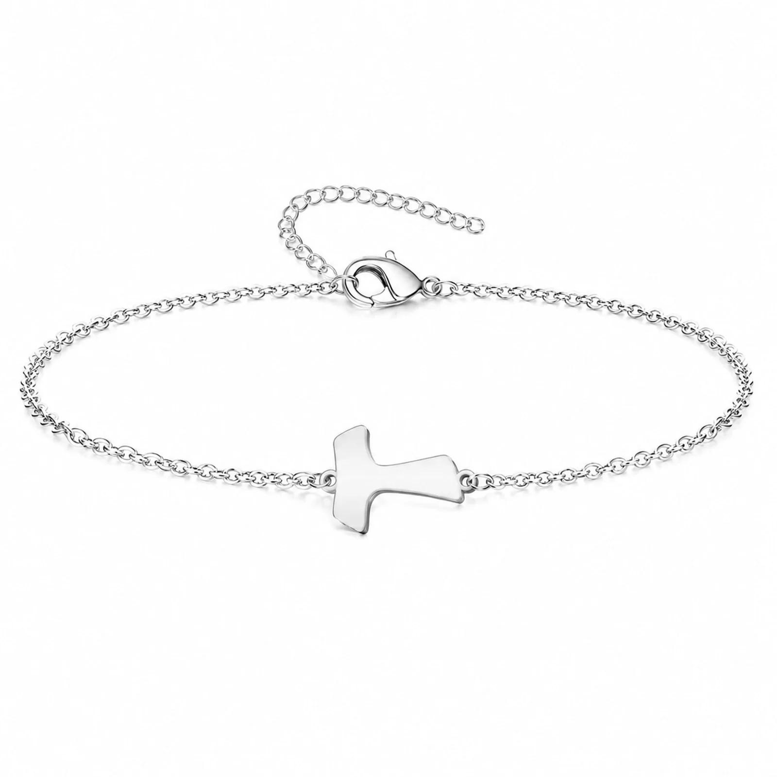 PULSERA CRUZ TAU  ACERO PLATEADO