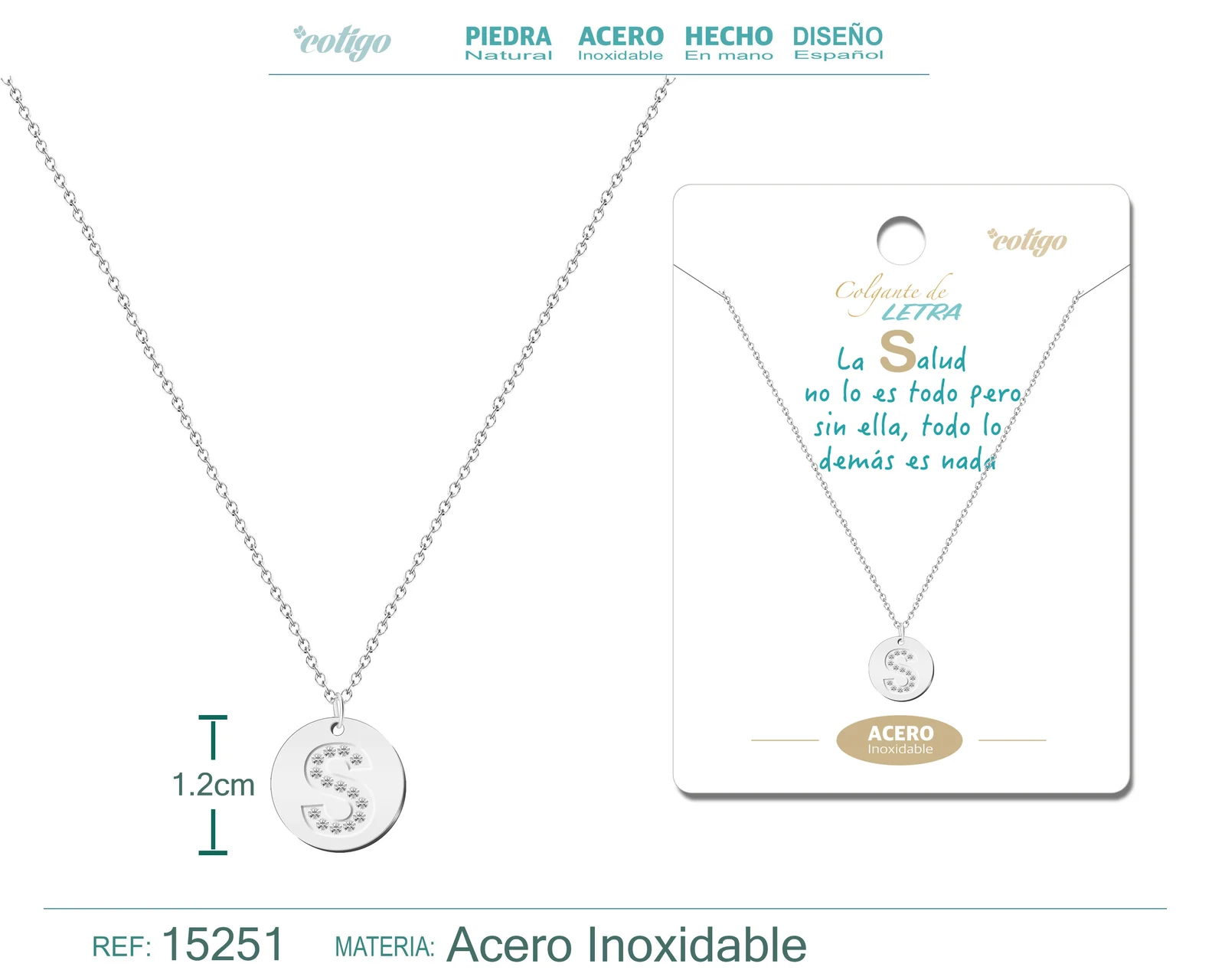 COLLAR LETRA S COLOR PLATEADO