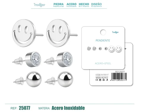 PENDIENTE ACERO INOXIDABLE 3 PARES