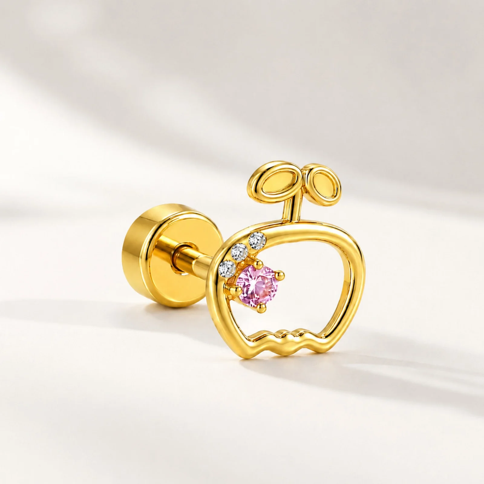 Pendiente-Piercing Bañado Oro 18K y con Circonita