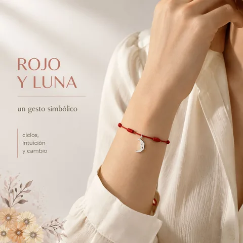 PULSERA 7 NUDOS CON LUNA COLOR PLATEADO