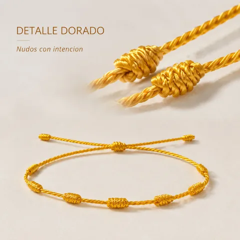 PULSERA 7 NUDOS DORADO