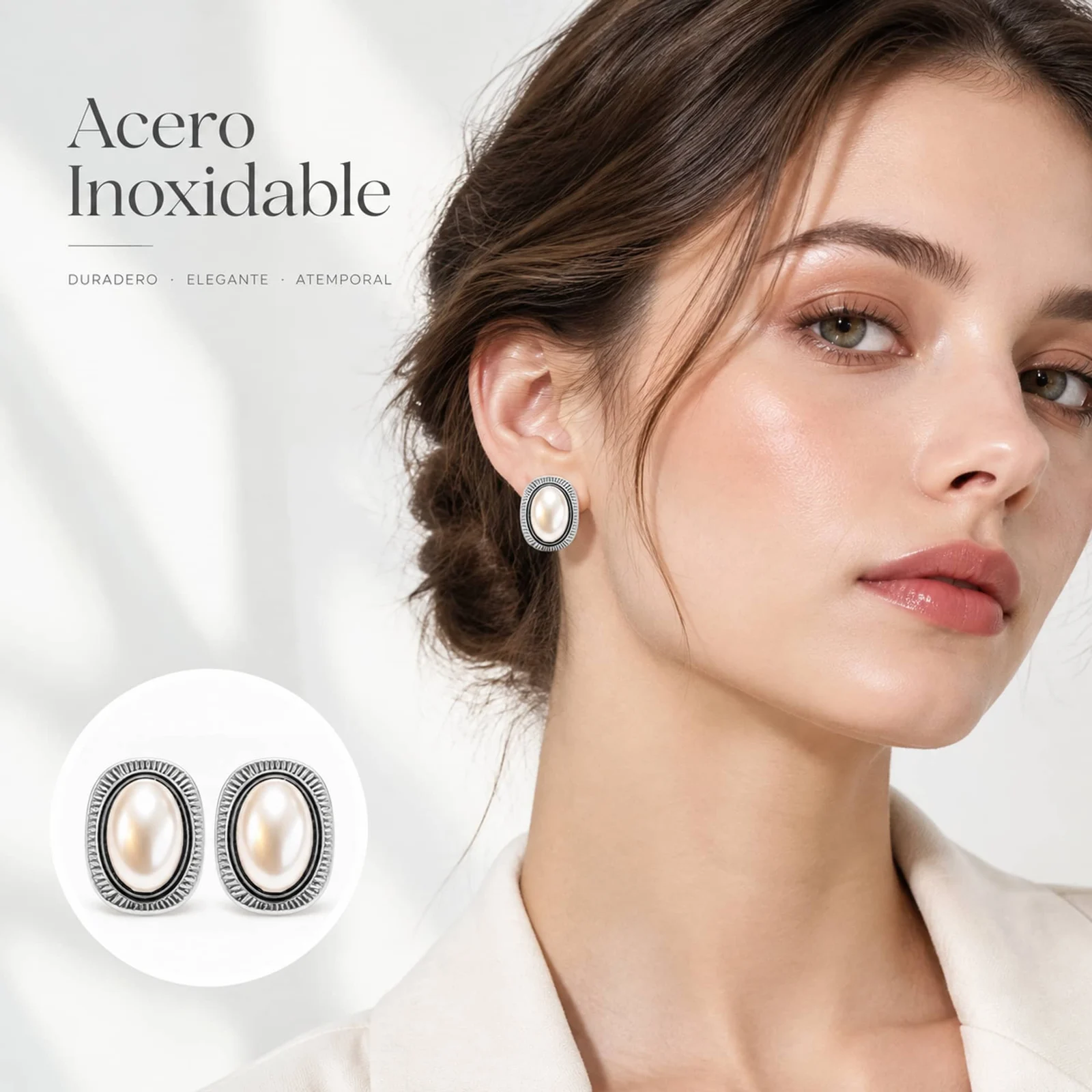 Pendiente Acero Inoxidable color Plateado