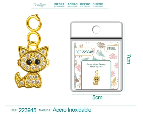 CHARM DE COBRE CHAPADO A ORO 14K CON CIRCONITA-CON CIERRE