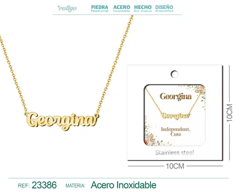 COLLAR NOMBRE INGLES GEORGINA ACERO CON SOBRE