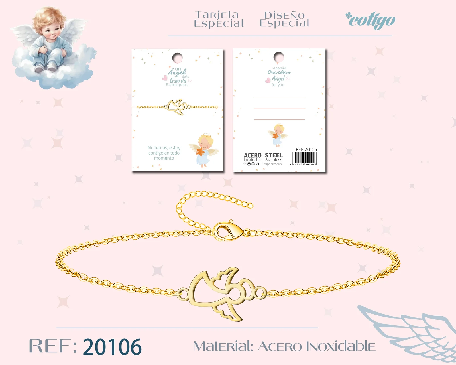 PULSERA ANGEL DE GUARDA ACERO