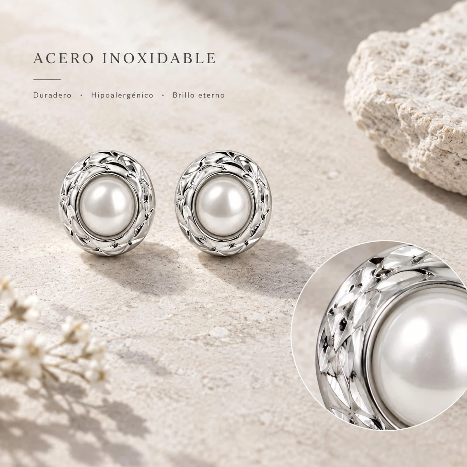 Pendiente Acero Inoxidable color Plateado