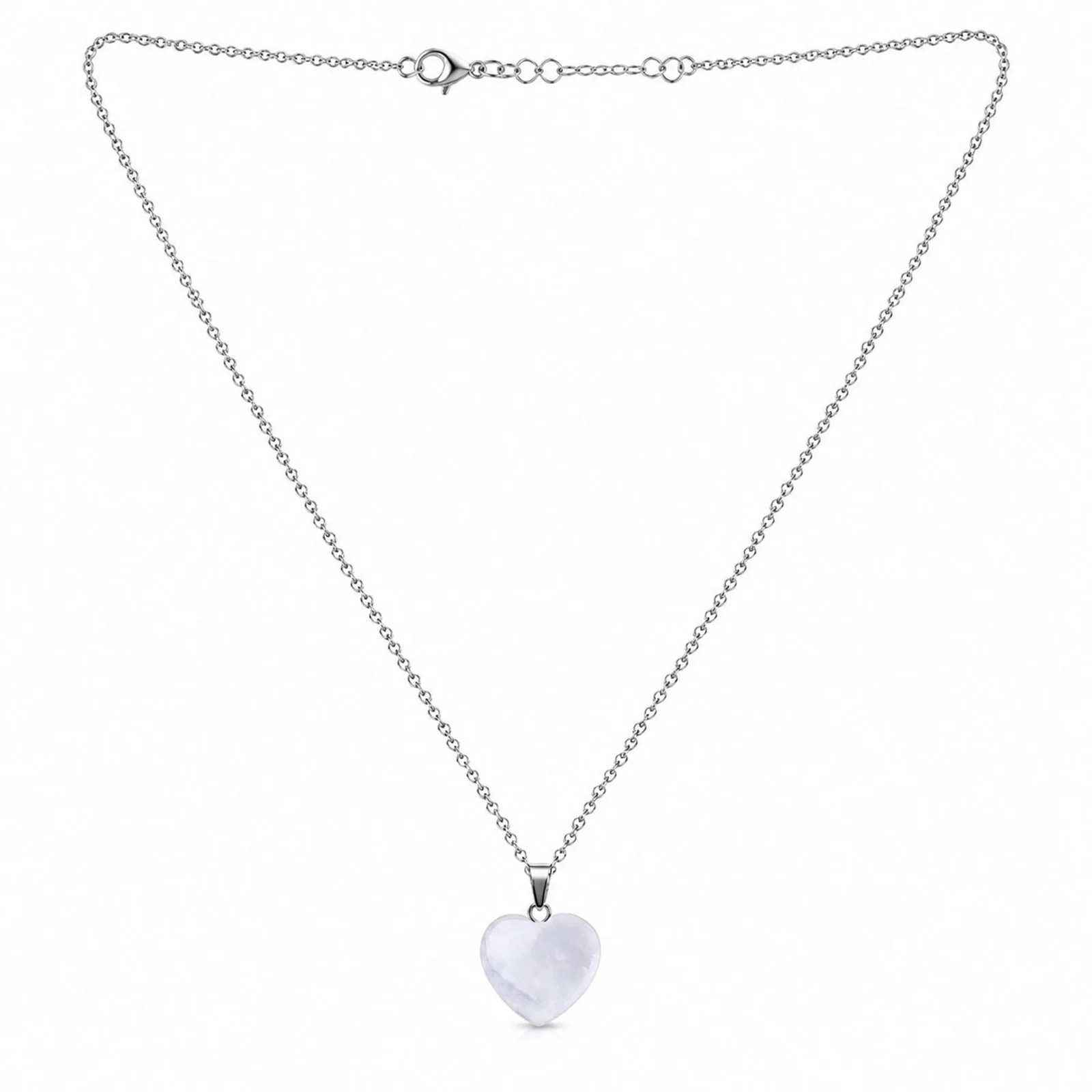 Colgante Piedra Cuarzo Blanco con cadena Acero Inoxidable