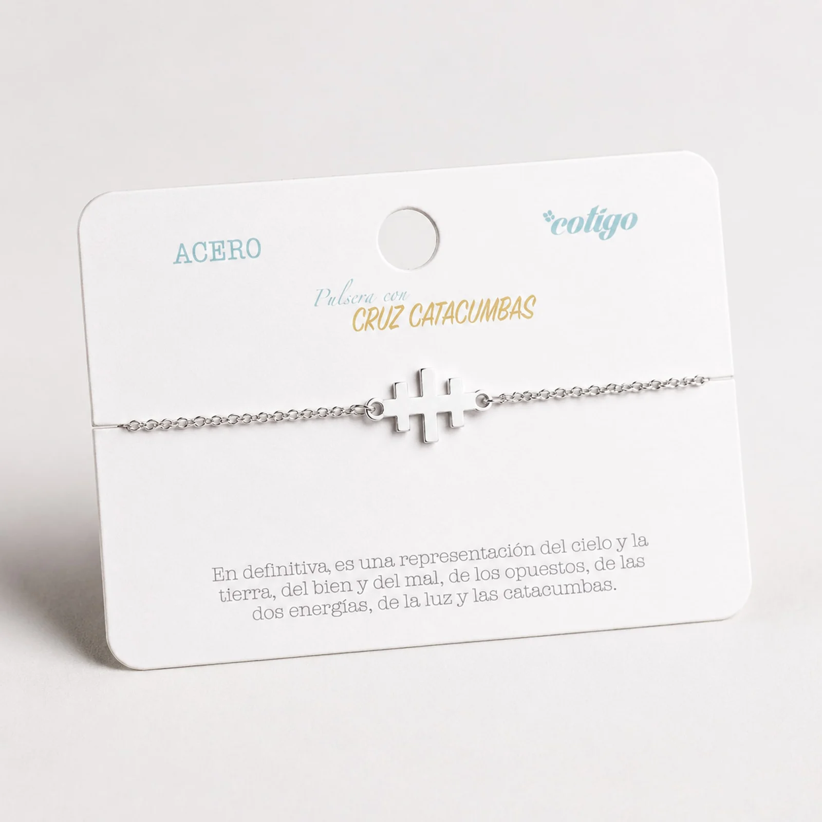 PULSERA CRUZ CATACUMBAS  ACERO PLATEADO
