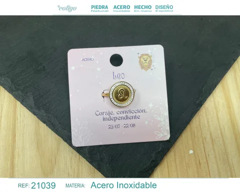 ANILLO LEO ACERO COLOR DORADO