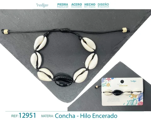 PULSERA HILO ENCERADO DE CONCHA