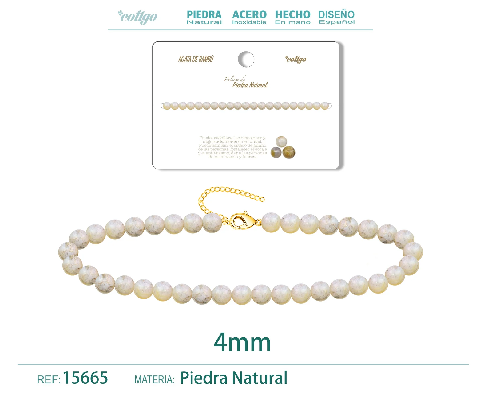 PULSERA AGATA DE BAMBÚ 4MM