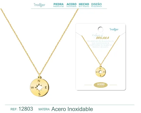 COLGANTE BRÚJULA ACERO COLOR DORADO