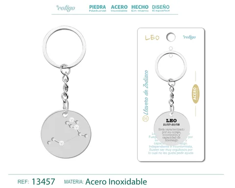 LLAVERO ACERO CON ZODIACO LEO