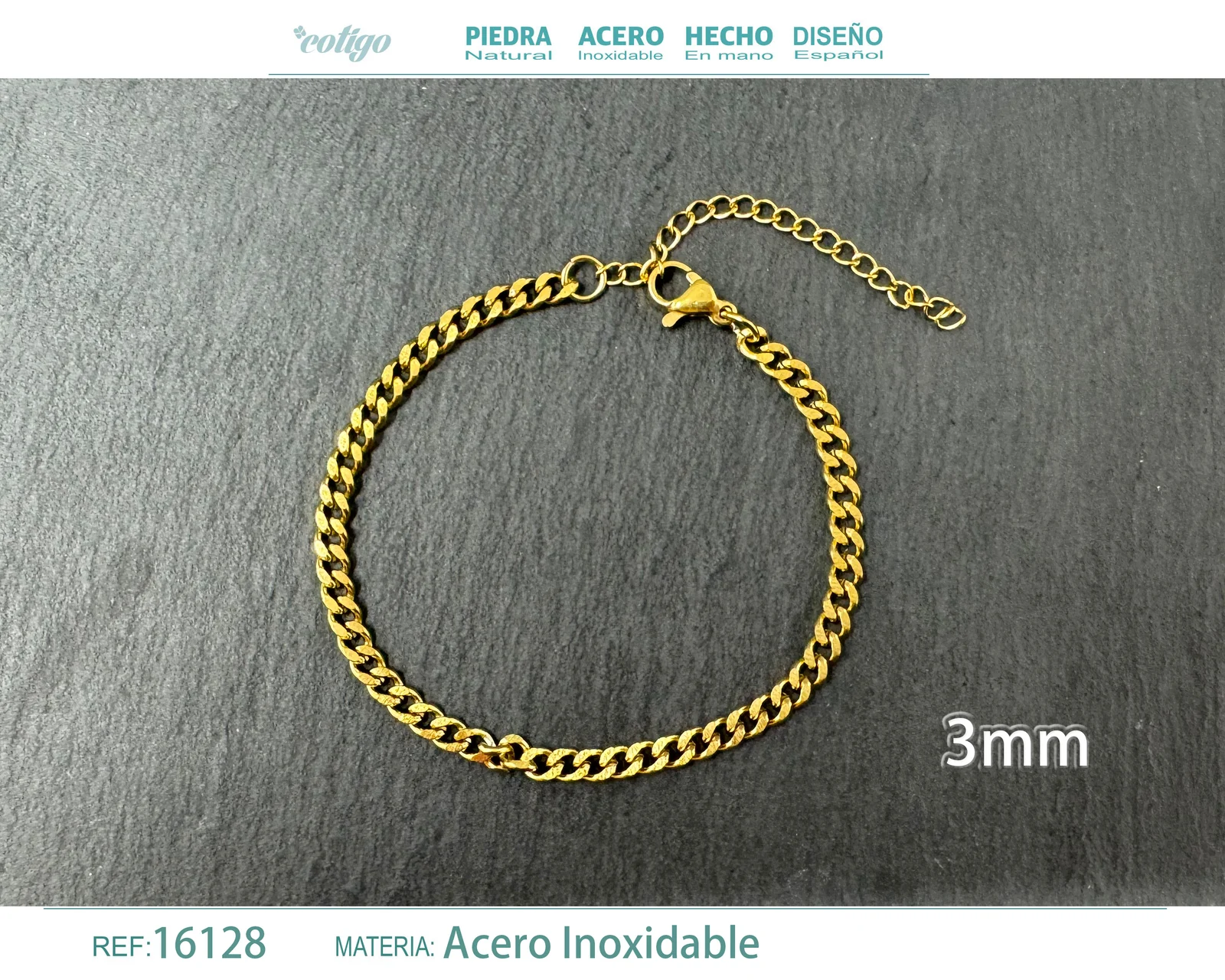 PULSERA DE CADENA ACERO DORADO