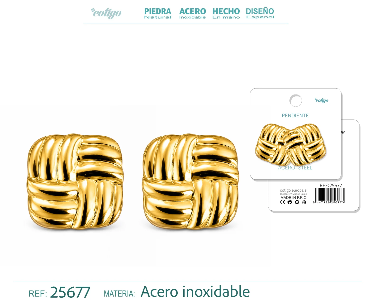 Pendiente Acero Inoxidable color Dorado