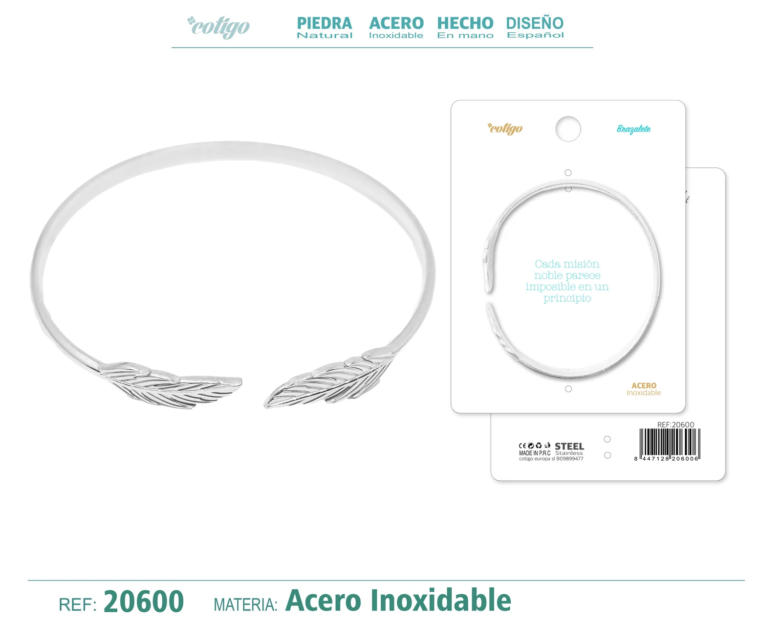 BRAZALETE ACERO COLOR PLATEADO