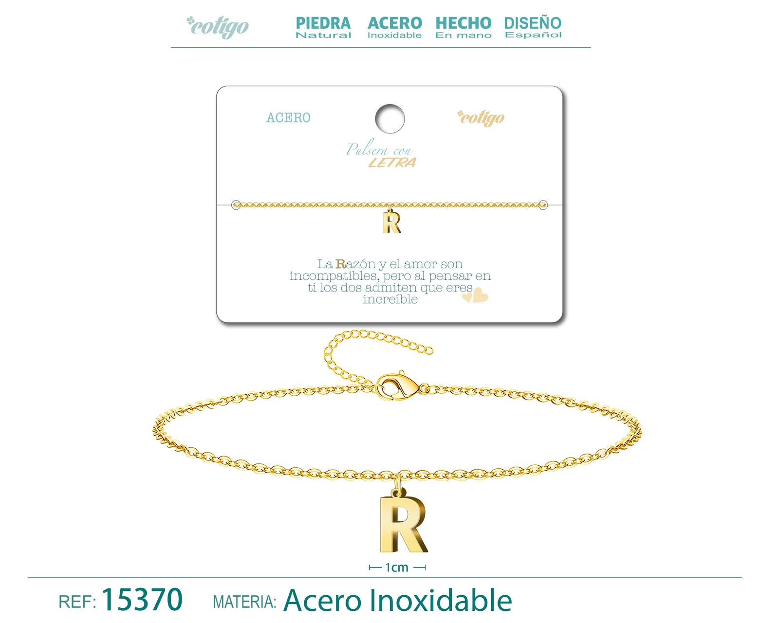 PULSERA LETRA R COLOR DORADO