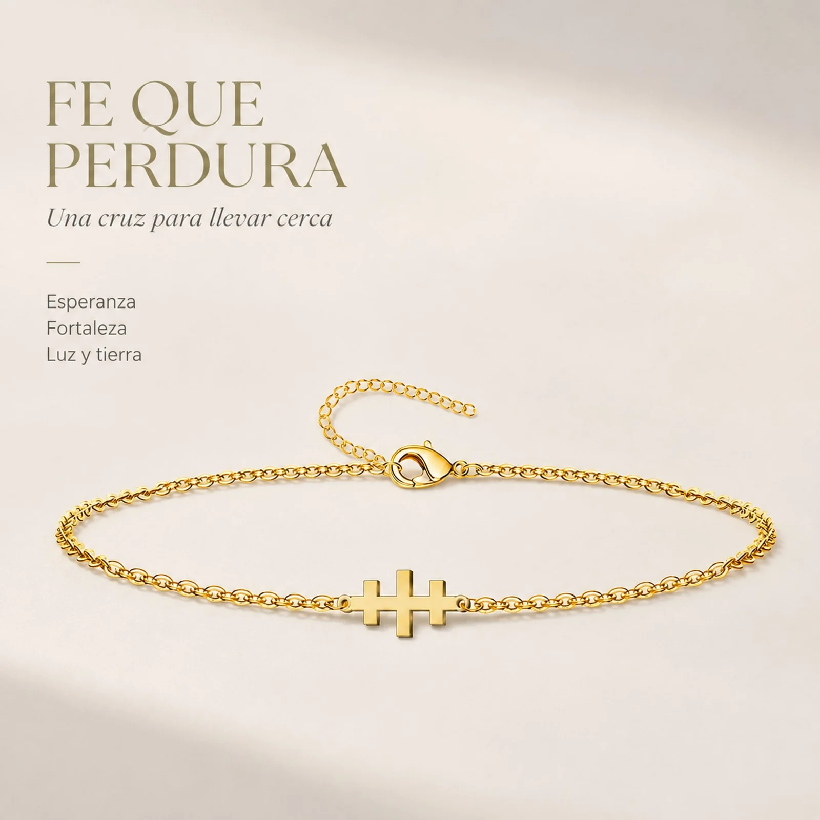 PULSERA CRUZ CATACUMBASACERO DORADO