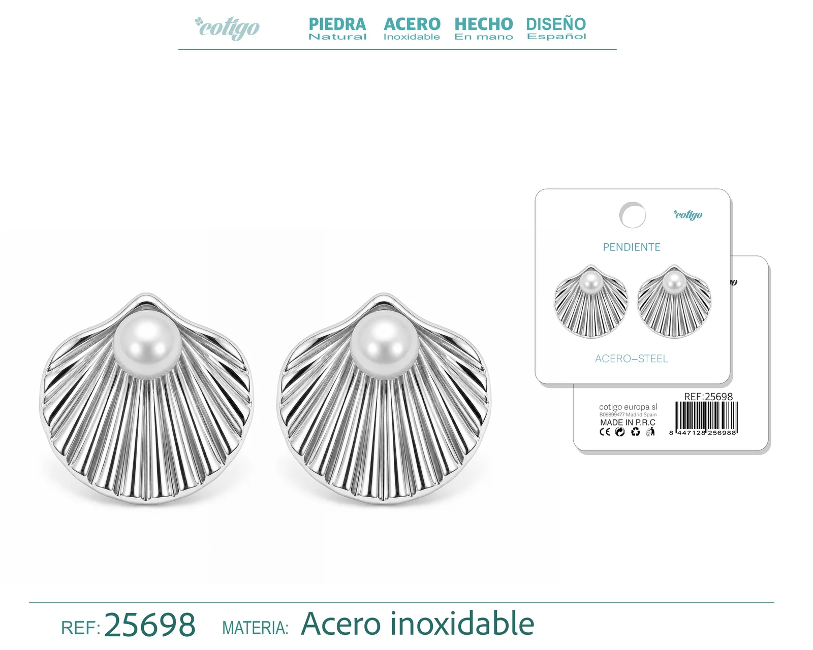 Pendiente Acero Inoxidable color Plateado