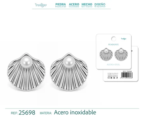 Pendiente Acero Inoxidable color Plateado
