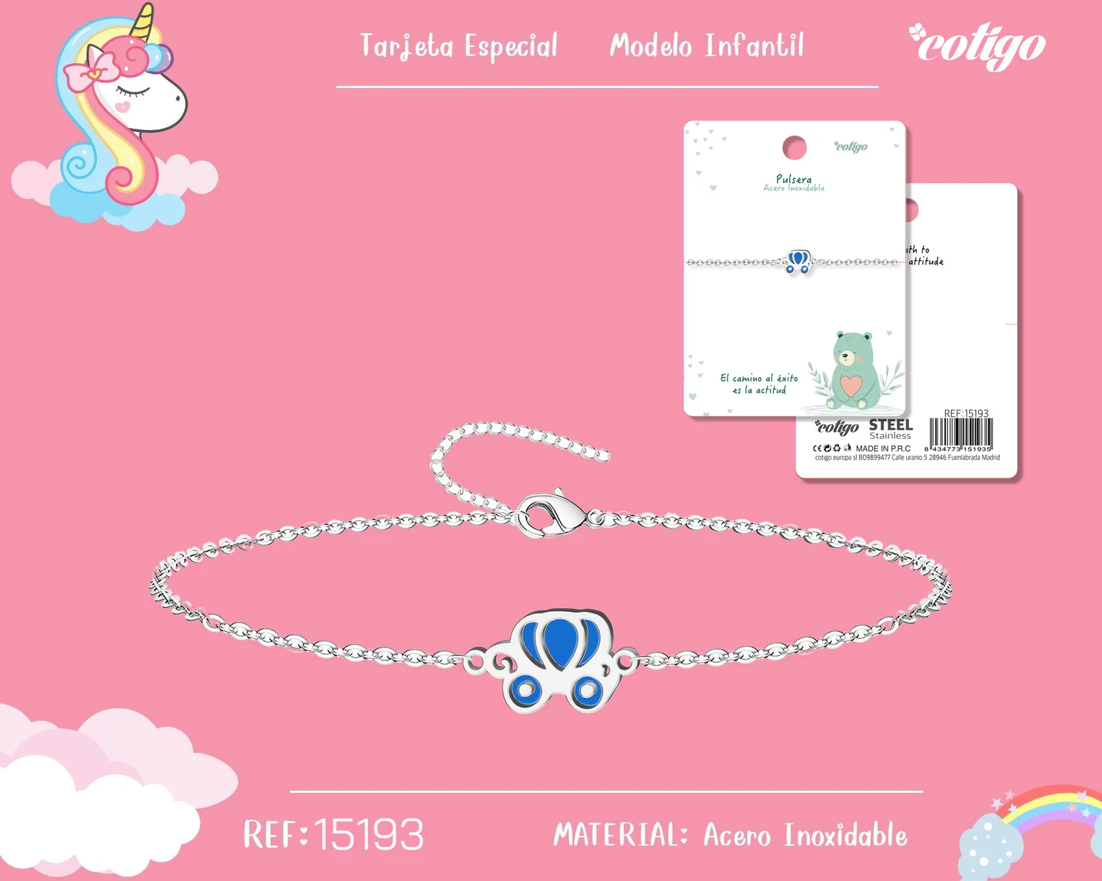 PULSERA DE NIÑA ACERO COLOR PLATEADO