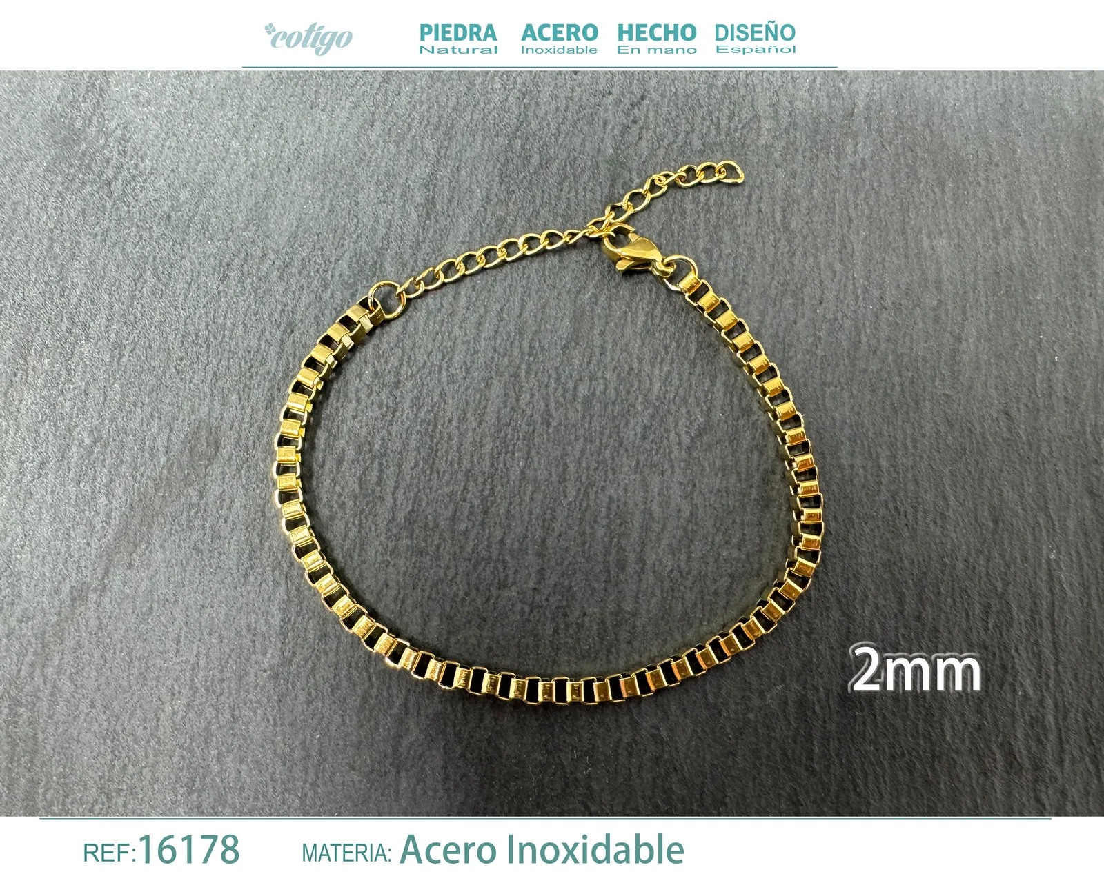 PULSERA DE CADENA ACERO DORADO