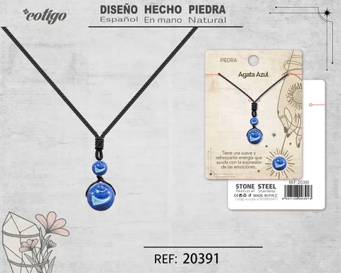 COLGANTE DE AGATA AZUL DE BOLA 14MM