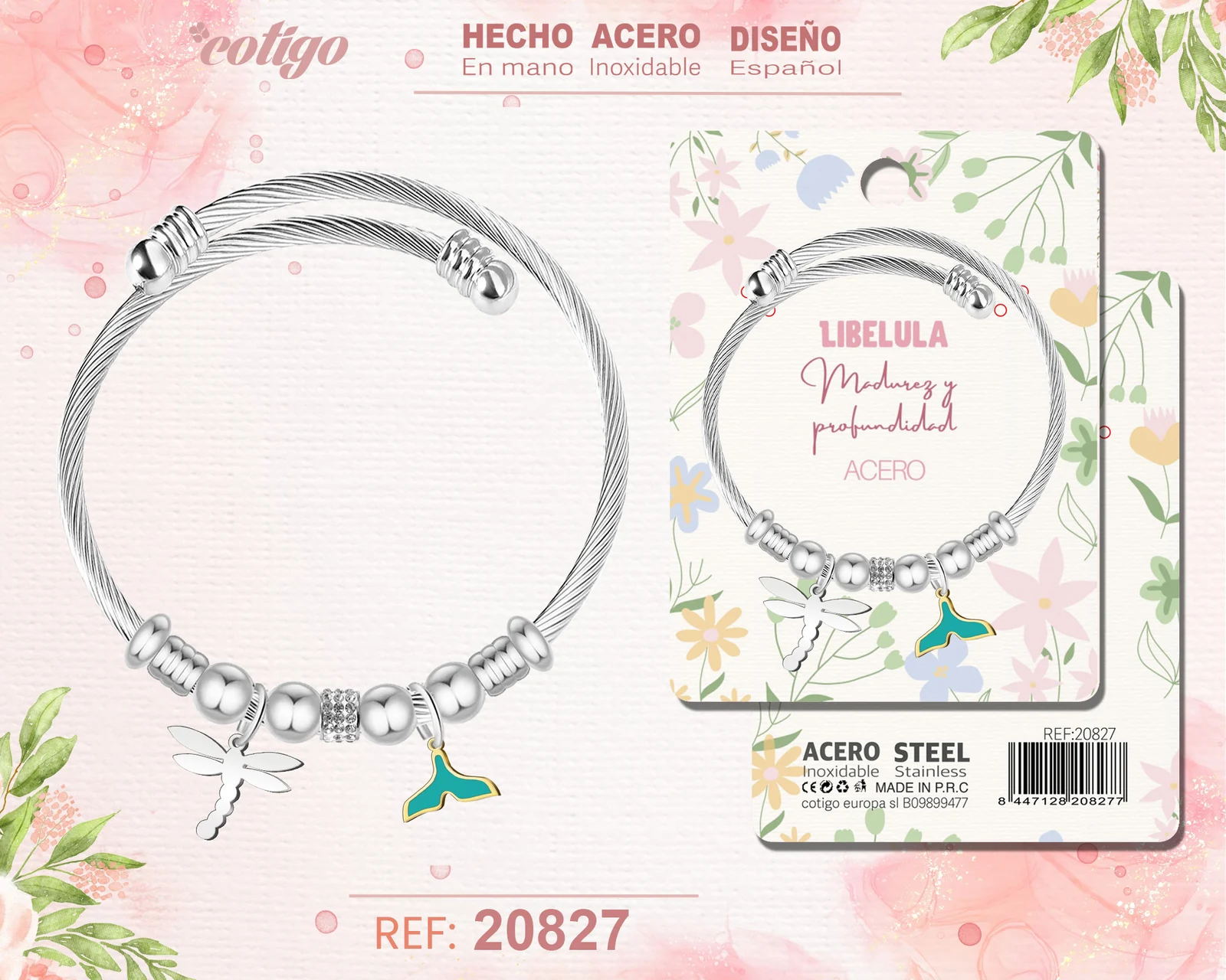 BRAZALETE ACERO CON: LIBELULA
