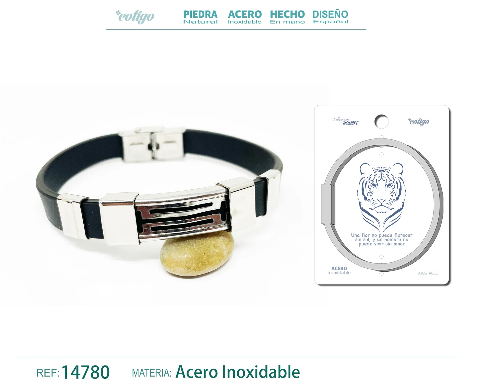 PULSERA ACERO DE CUERO SINTÉTICO