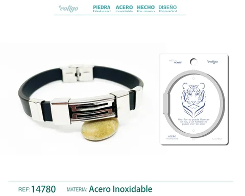 PULSERA ACERO DE CUERO SINTÉTICO