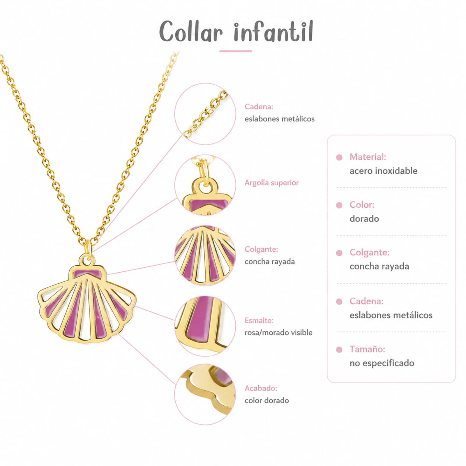 COLLAR NIÑA ACERO COLOR DORADO