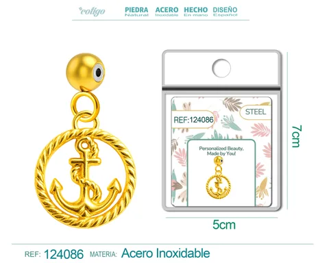 CHARM ACERO DORADO CHAPADO ORO 14 K-CON BOLA DE GOMA
