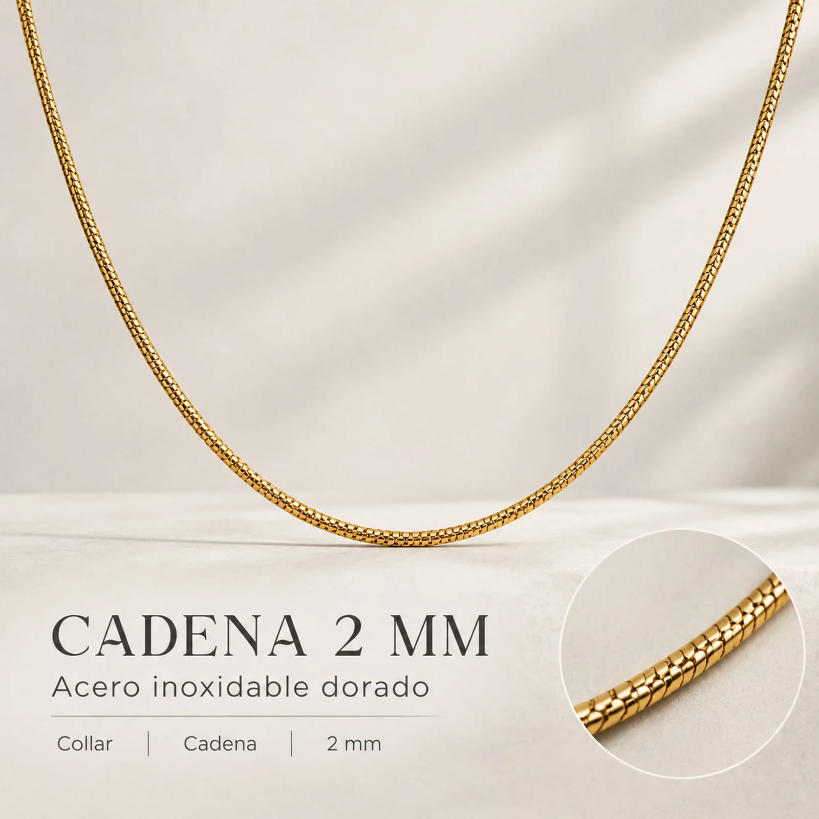 COLLAR DE CADENA ACERO DORADO