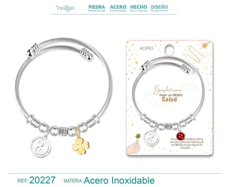 BRAZALETE CON YINYAN ACERO PARA DESEO: SALUD