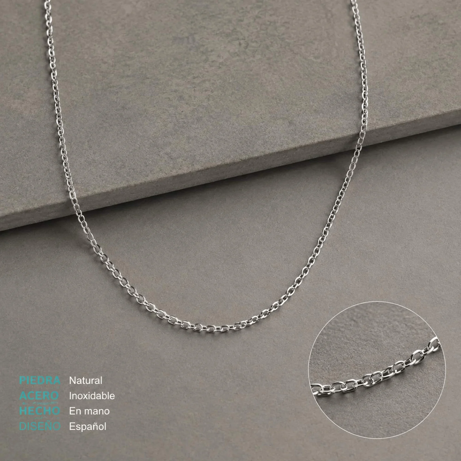 COLLAR DE CADENA ACERO PLATEADO