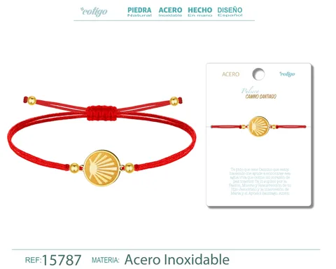 PULSERA HILO ENCERADO CON CAMINO SANTIAGO COLOR DORADO