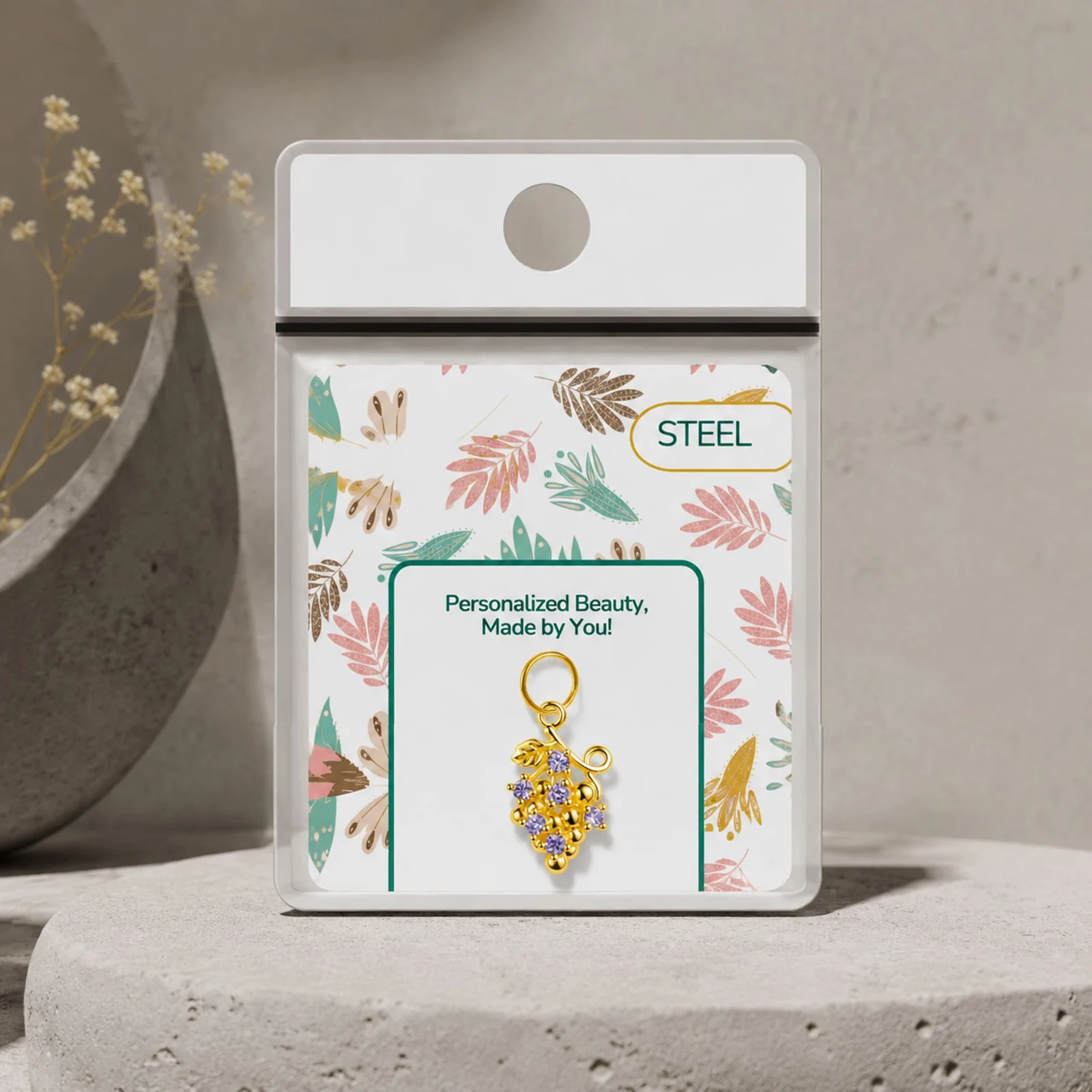 CHARM DE COBRE CHAPADO ORO 14K CON CIRCONITA